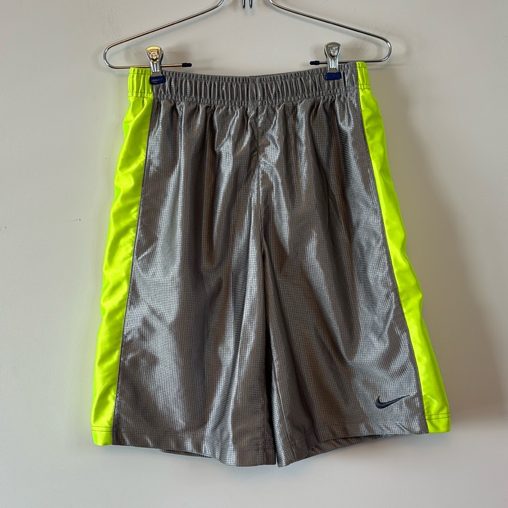 Nike neon green and gray athletic men’s shorts size L